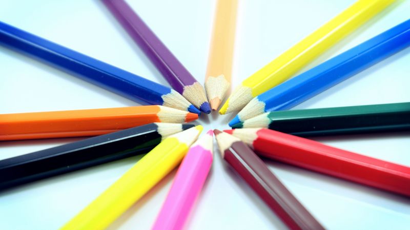colored pencils, set, sharpened, 4k