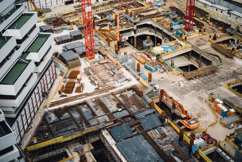 a view from above a construction site, _view above construction site 4k