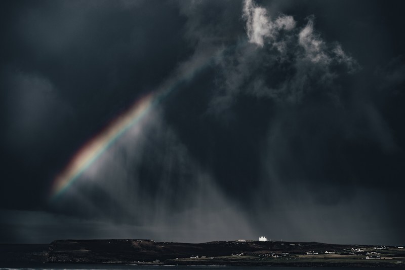 cloud rainbow storm and sun ray 4k