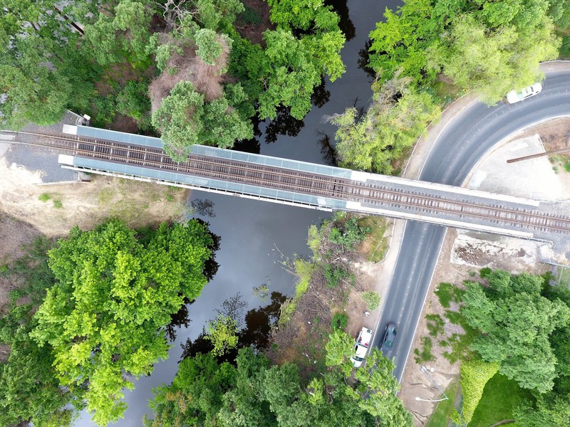 vertical aerial photo drone photo railroad and bridge 4k