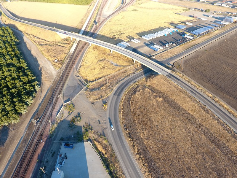 drone uav bridge and railroad 4k
