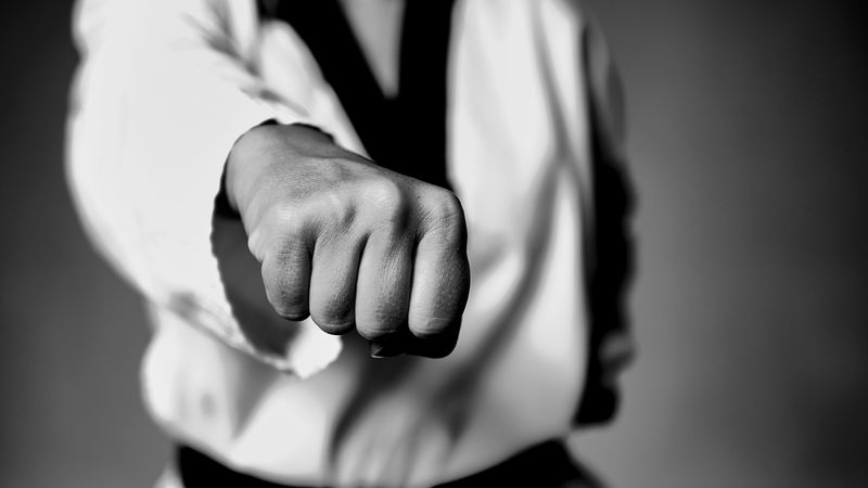 taekwondo, fight, fighter, fist, bw, 4k