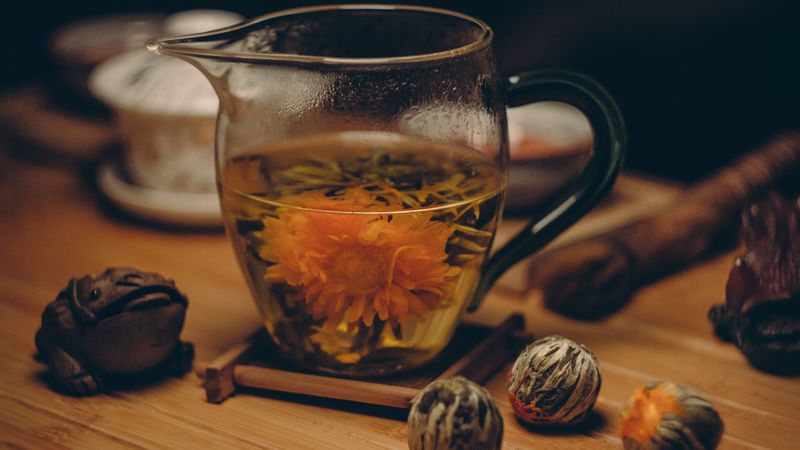 flowering tea, bud, cup, tea party, 4k