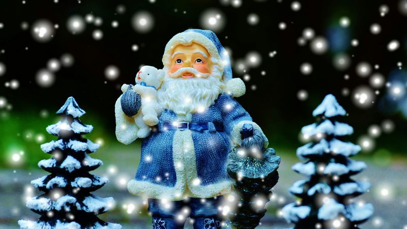 santa claus, christmas trees, new year, christmas, 4k