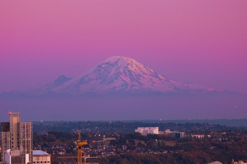 mount rainier sunset 4k