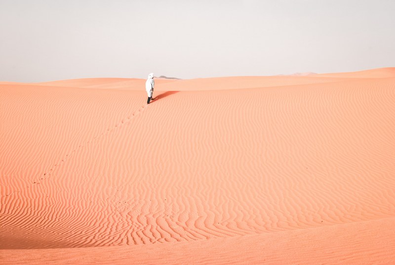 hiking through rippled sand dunes of erg chebbi, where follow me 4k