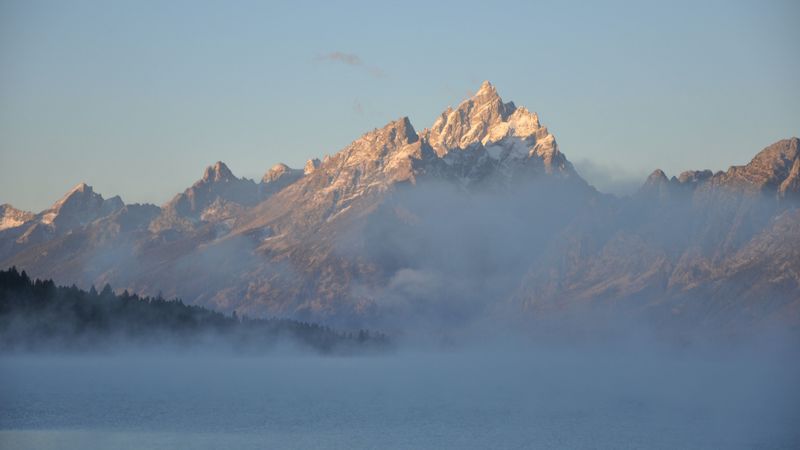 grand teton, national park, wyoming, usa, mountains, fog, 4k