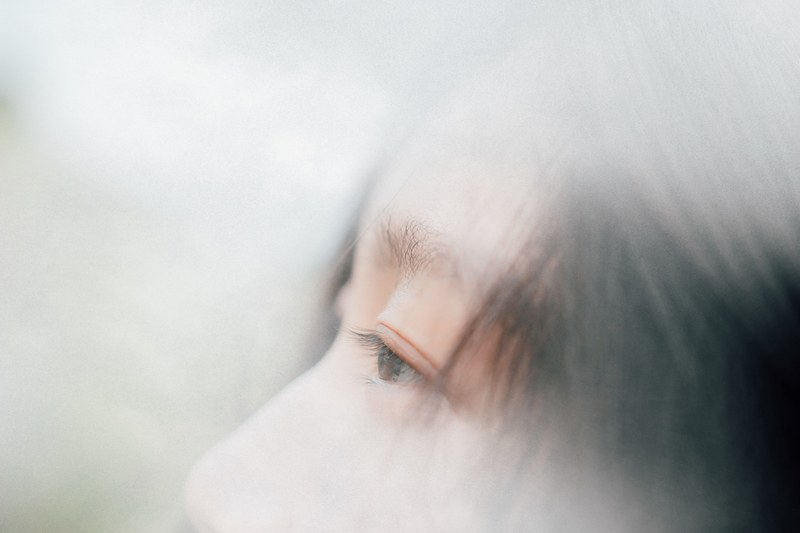 part of a persons eyes nose and face covered in fog and smoke, foggy profile 4k
