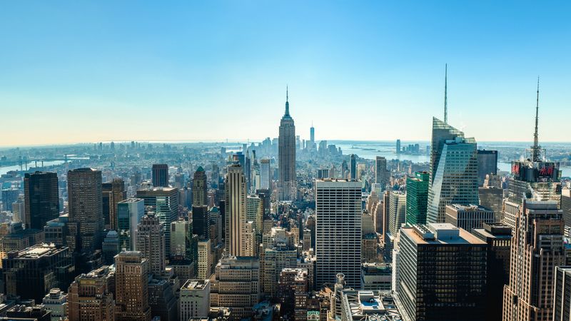 city, tower, skyscrapers, roofs, 4k