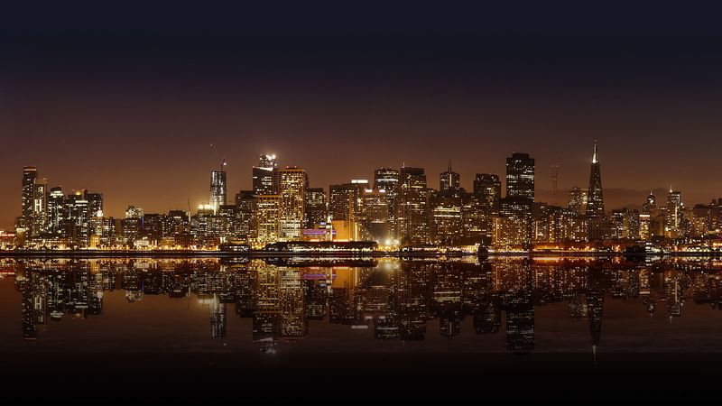san francisco, night city, panorama, 4k