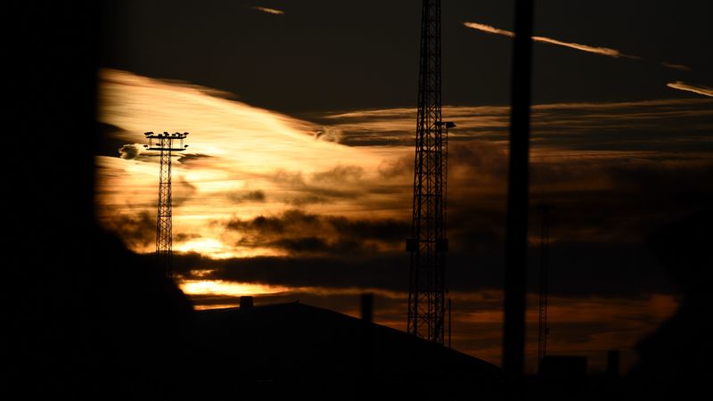 construction, sunset, sky, black, 4k