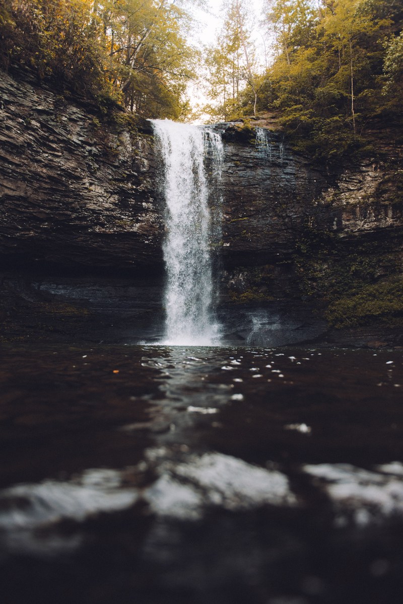 waterfall cascade and iphone, 4k