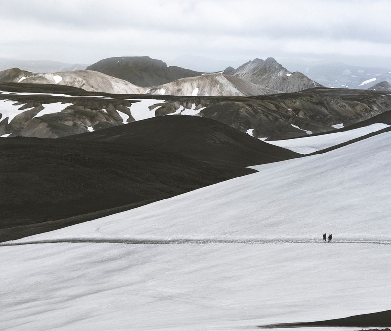 mountain snow trekking and person 4k