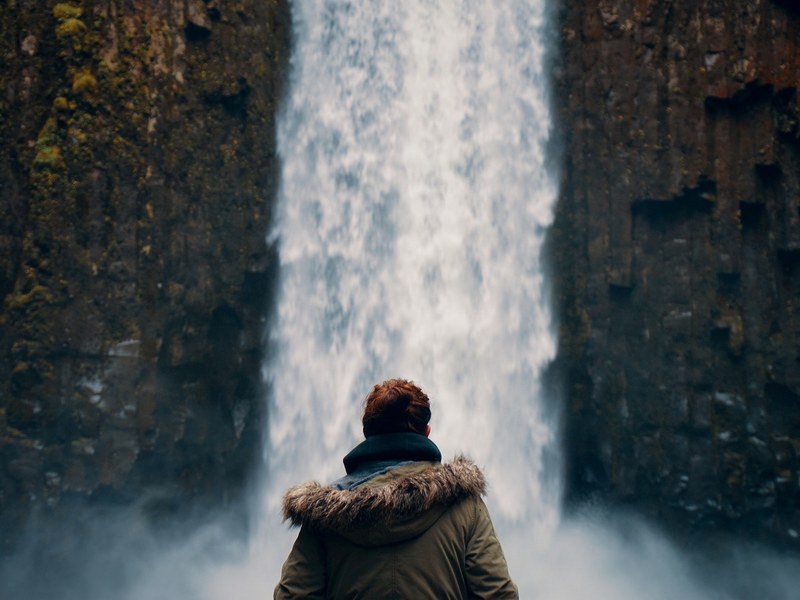waterfall looking out back and cascade 4k