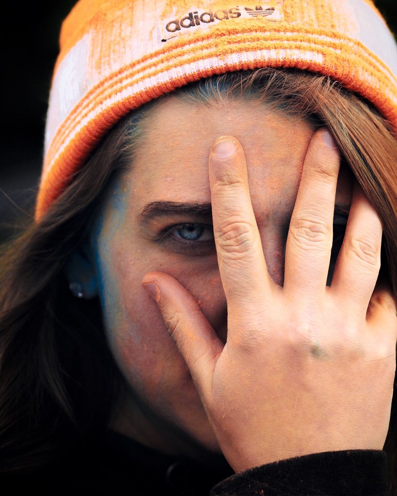 woman adidas hat and paint hd, 4k
