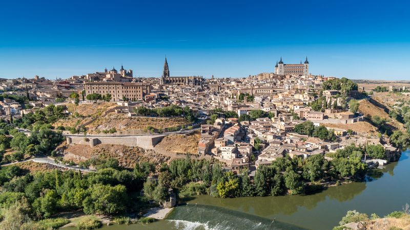 toledo, spain, river, panorama, 4k