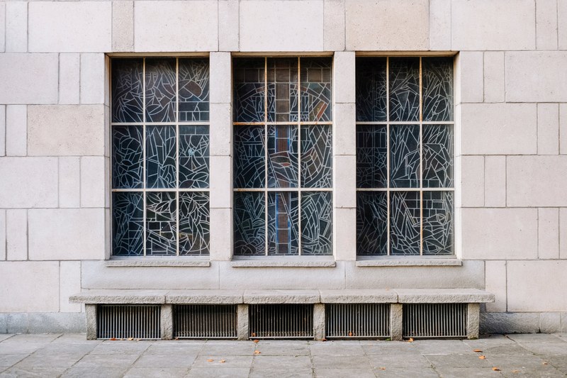 window building glass and stained glass 4k