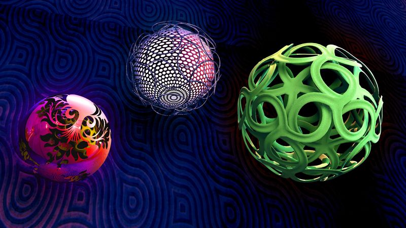 balls, spheres, shapes, braiding, 4k