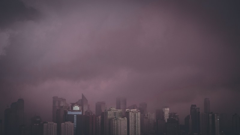 storm city skyline city and cloud 4k