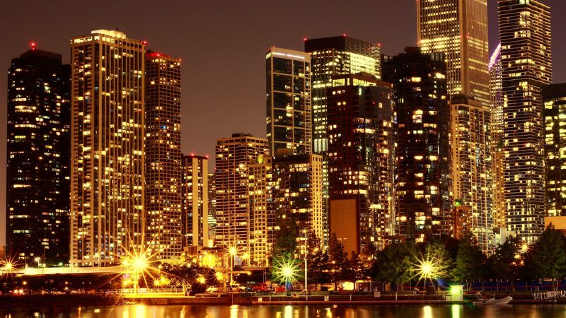 usa, skyscrapers, night, building, 4k
