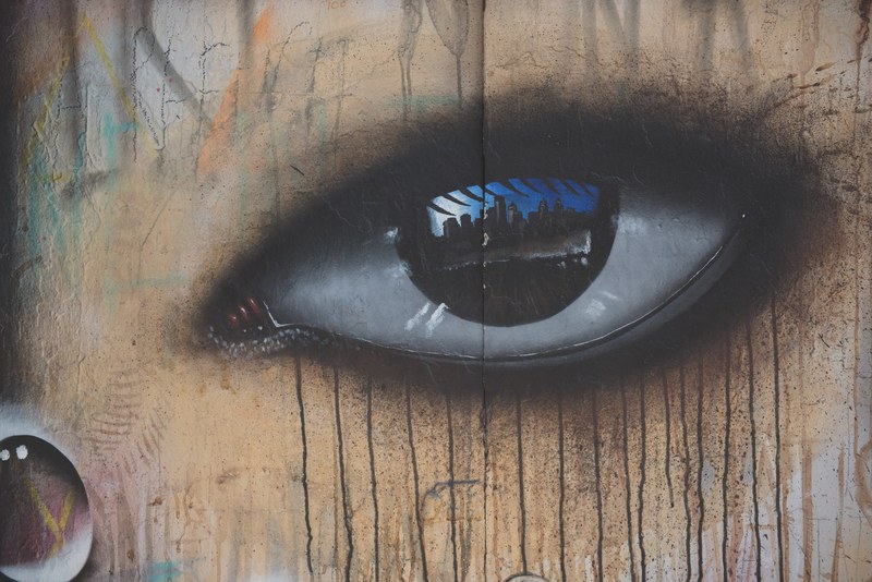 an eye painted on a wall, _eye wall art 4k
