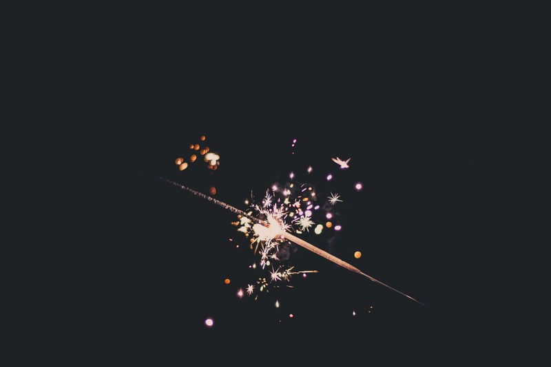 light spark firework and dark 4k