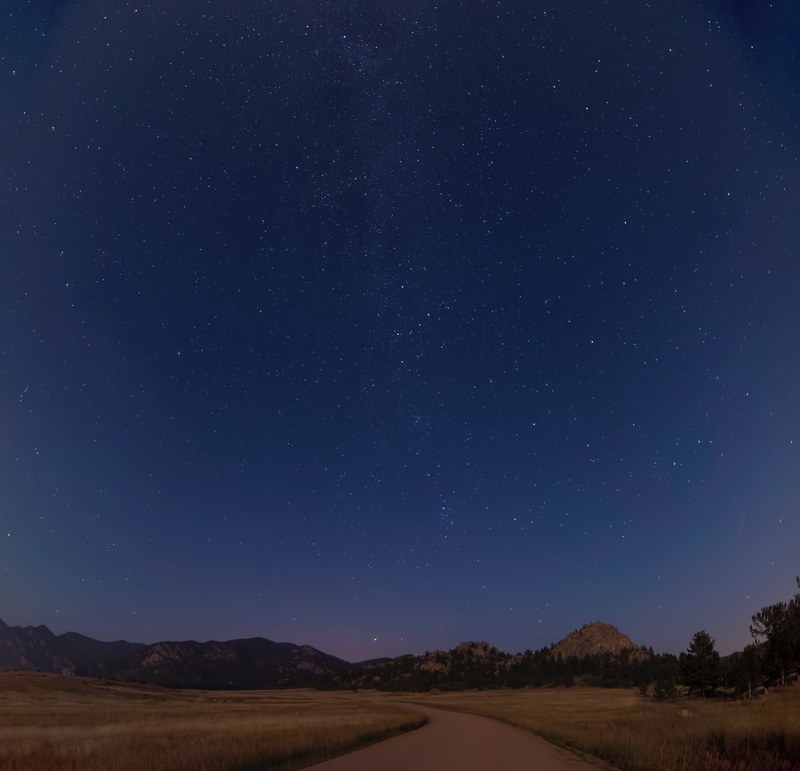 winding country road under a blue starry night sky in colorado, starry sky colorado 4k