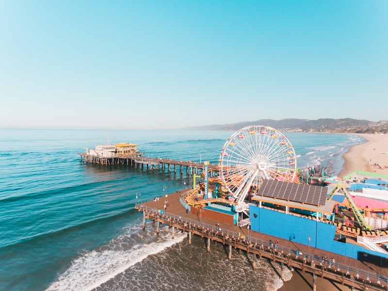 big wheel funfair promenade and beach 4k