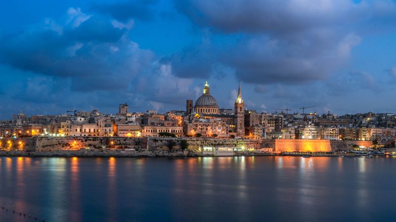 city, architecture, river, evening, 4k
