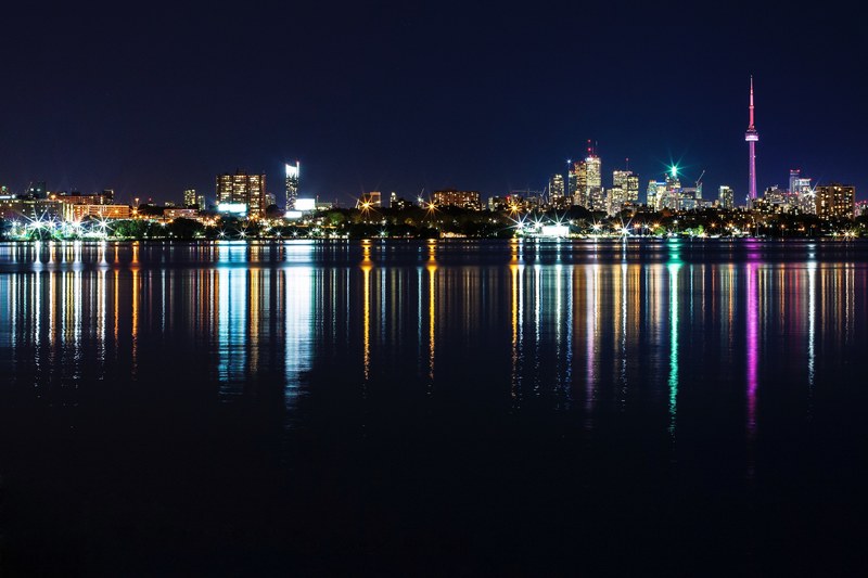 reflection light city and night 4k