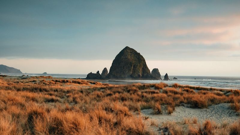 mountains, rock, grass, dry, 4k