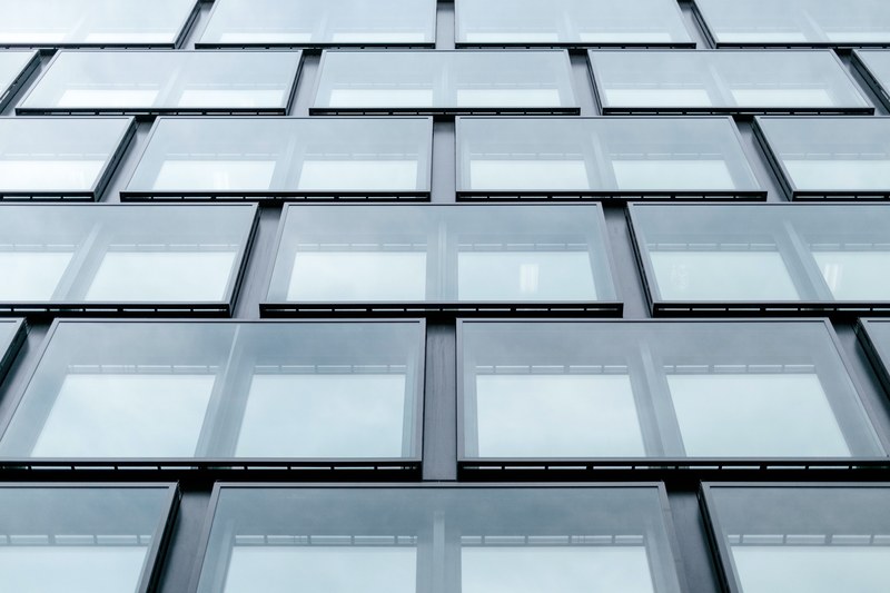 large rectangular windows in the facade of an office building in zrich, rectangular office windows 4k