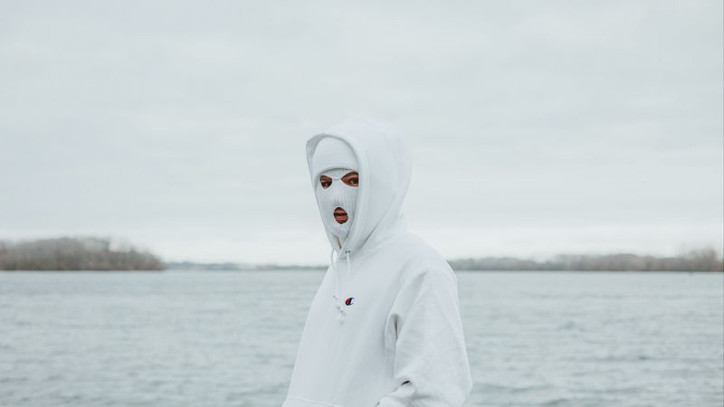 mask, balaclava, hood, white, 4k