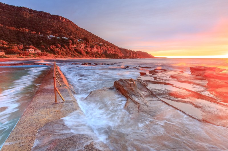 rock tide coast and beach 4k