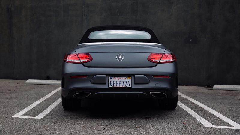 mercedes, car, rear view, lights, 4k