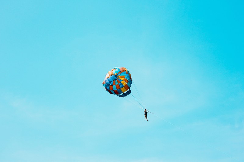 blue sky parachute and freefall 4k