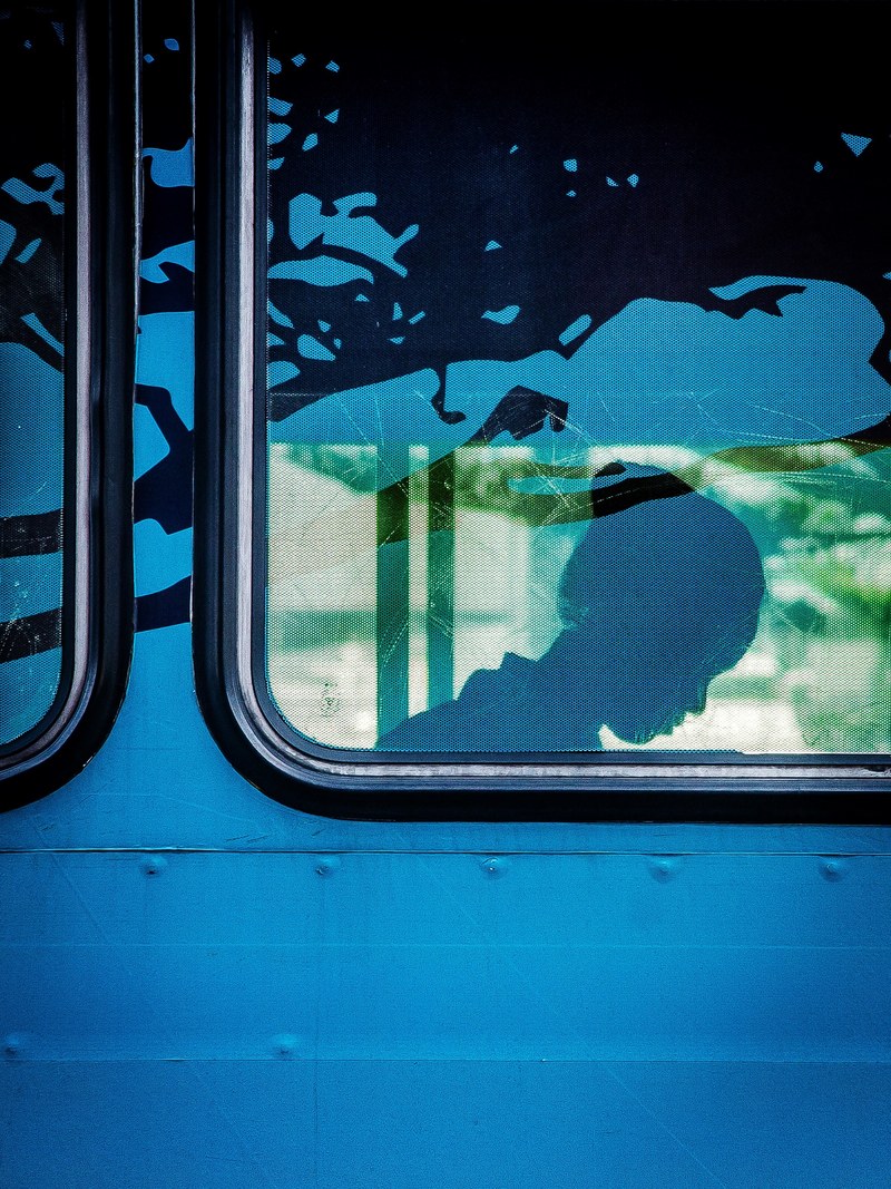 tram blue commuter and woman hd, 4k
