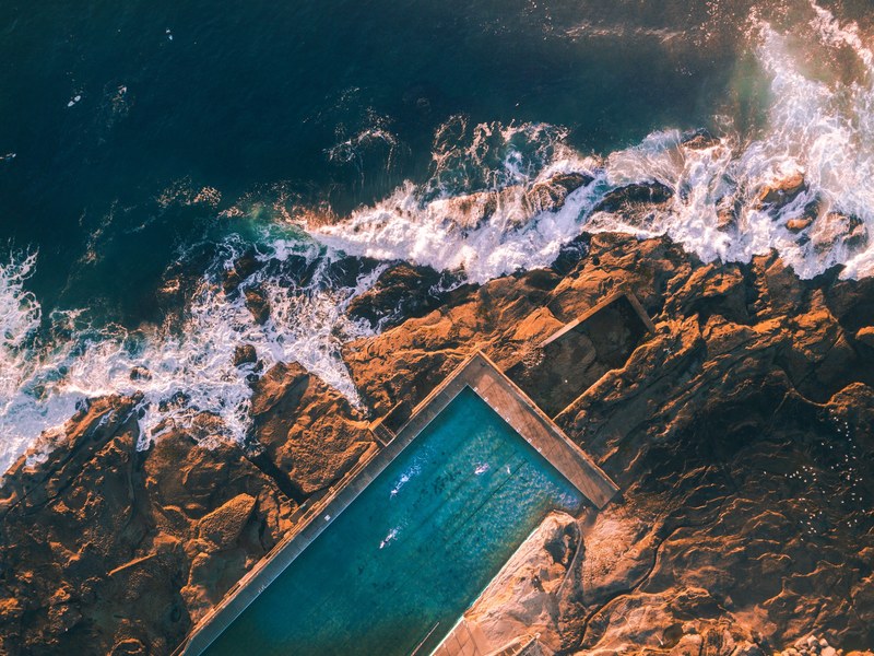 sunrise ocean pools 4k