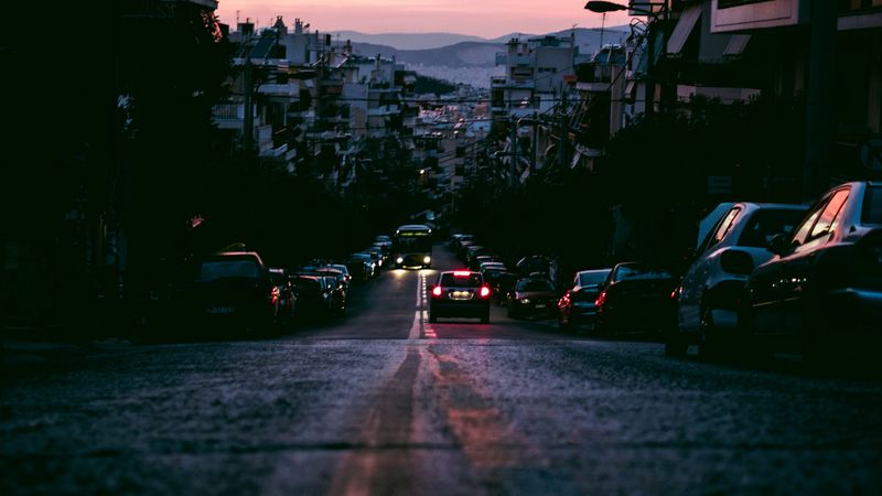 road, evening, marking, street, 4k