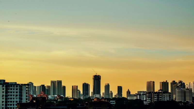 sunset view from penang georgetown malaysia 4k