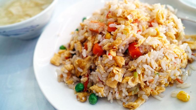 rice, food, vegetables, dinner, 4k