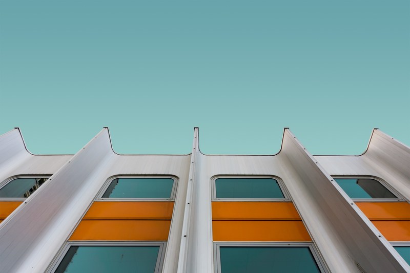 building architecture blue and sky 4k