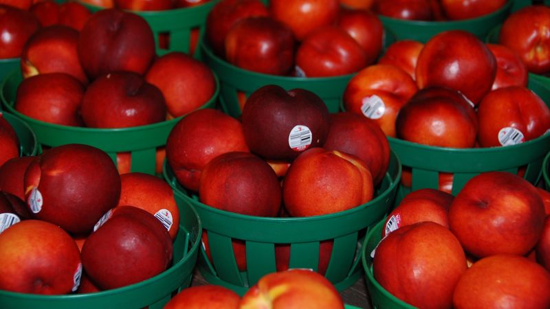 nectarines, fruit, baskets, 4k