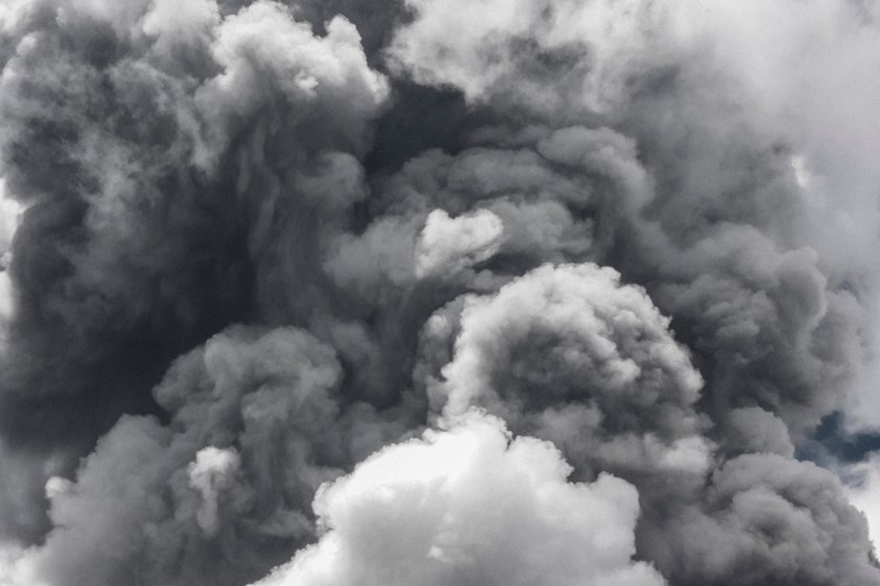volcano smoke dark and eruption 4k