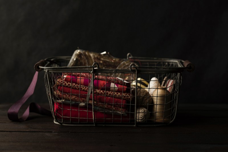 basket ribbons fabric and crafts 4k