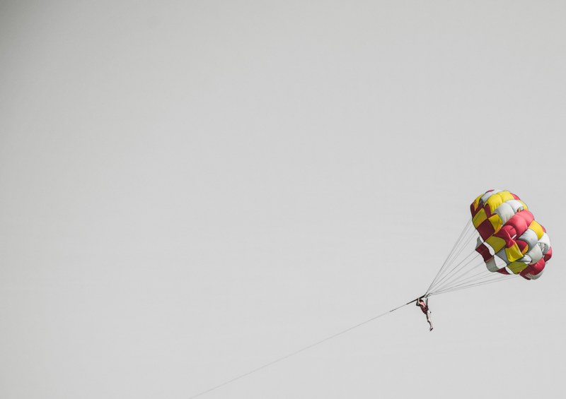 parachute person caucasian and parasailing 4k