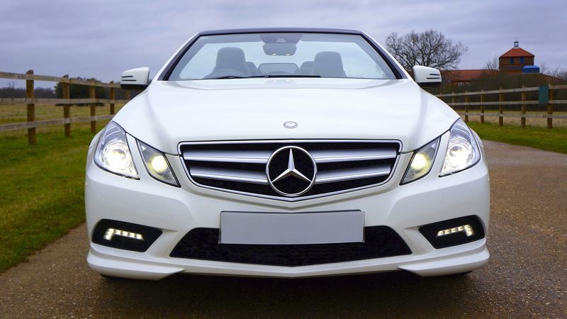 mercedes-benz, c63, amg, convertible, white, front view, 4k