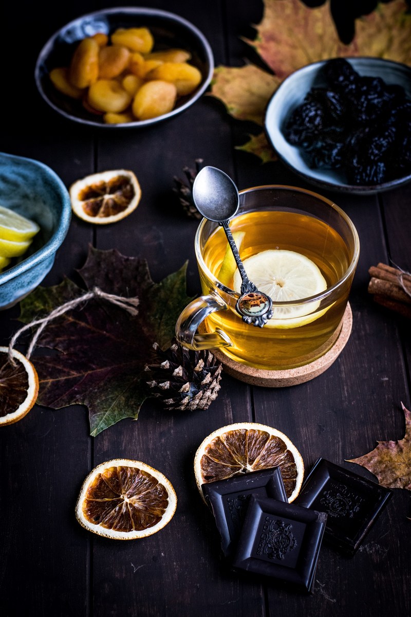 tea with lemon in autumn mood 4k
