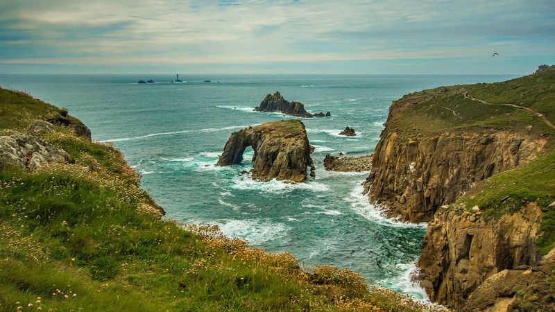 cornwall, england, ocean, reefs, 4k
