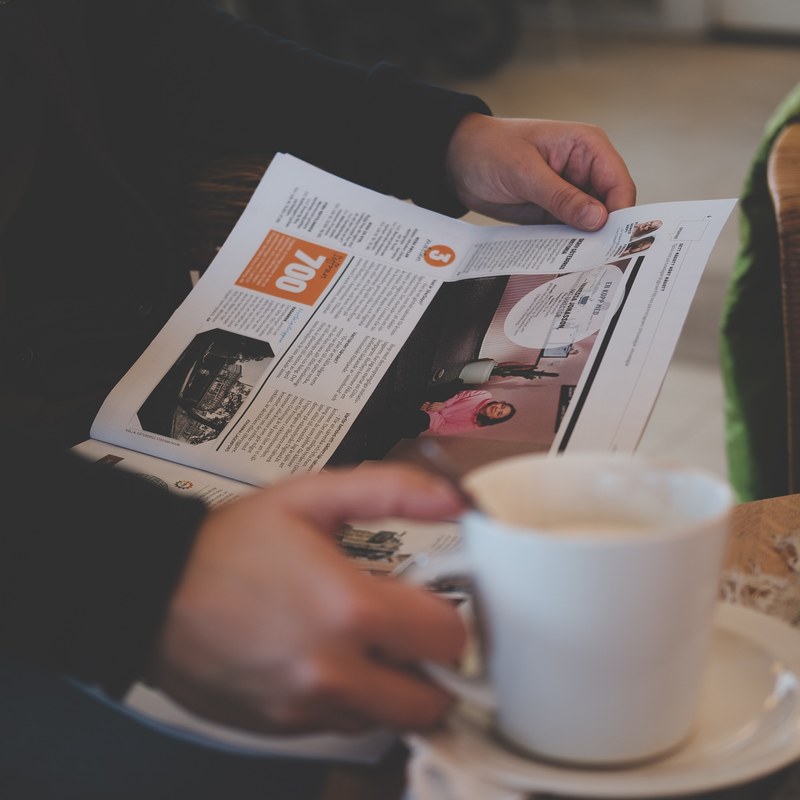 coffee reading magazine and newspaper 4k